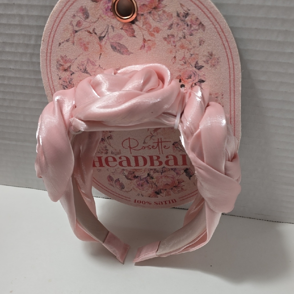 Pink Satin Rose Headband